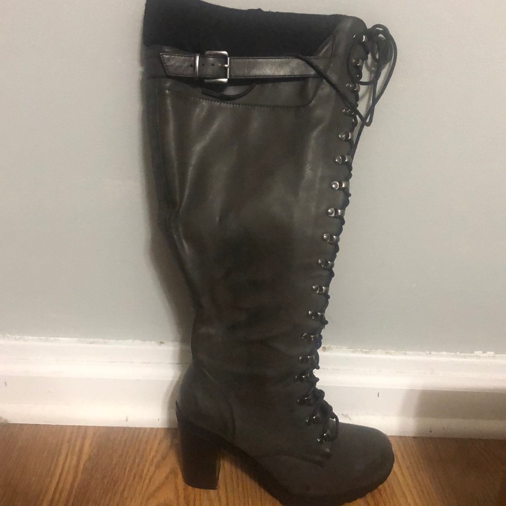 Torrid Black Knit high Lace up combat boots